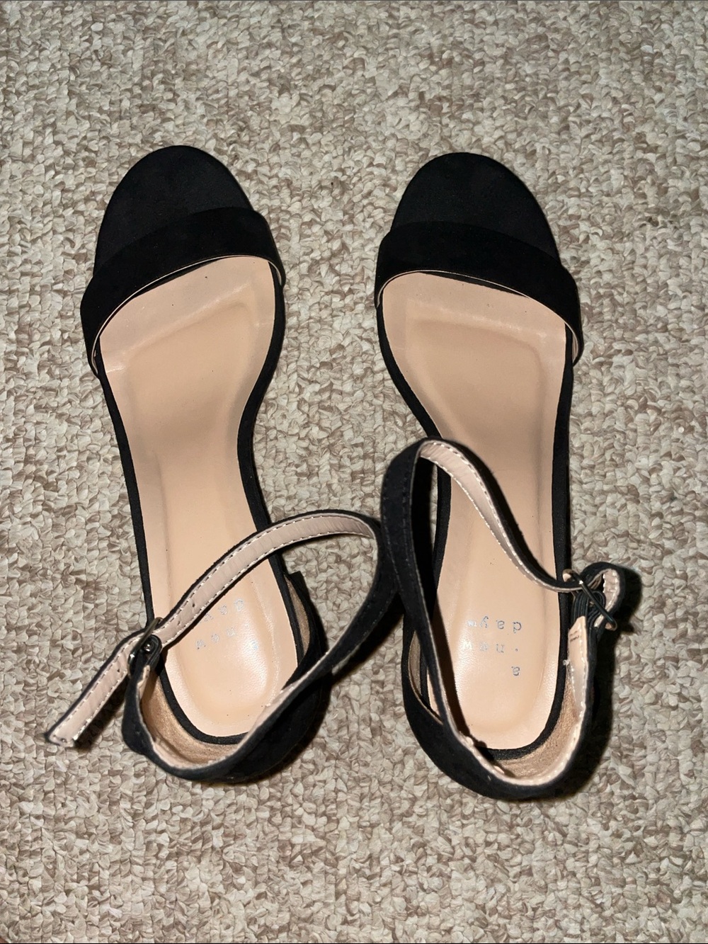 a new day Black Suede Ankle-Strap Block Heel Sandals - Picture 2 of 7